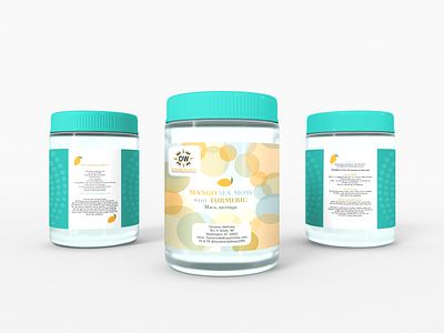 Mango Sea Moss with Turmeric Label Design brand identity branding design graphic design illustration illustrator logo mango mason jars mockup ocean packaging packaging design photoshop product design sea moss turmeric turquoise typography vector