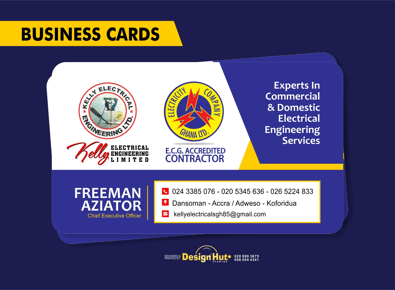 Example of Kelly Electrical Eng. Ltd. Business Card