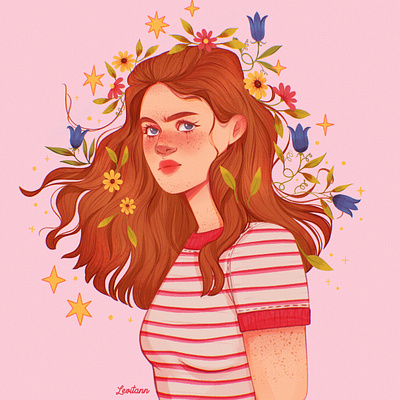 Max art beautiful book branding design fanart fantasy girl graphic design hair illustration leaves logo lookbook outfit portrait red hair redhead shirt ui
