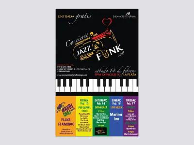 Jazz & Funk Festival Poster branding clean costarica design festival illustration jazz marketing collateral music nonprofit print vector