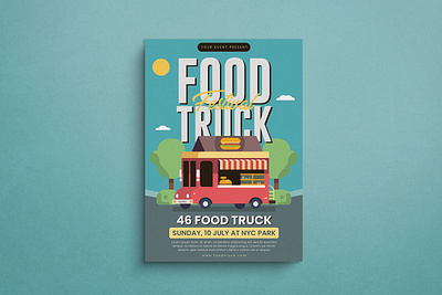 Food Truck Flyer Mockup design flat design flyer food food truck graphic design illustration vector