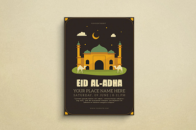 Eid Al-adha Mockup Flyer design eid eid mubarak flat design flyer graphic design illustration mockup