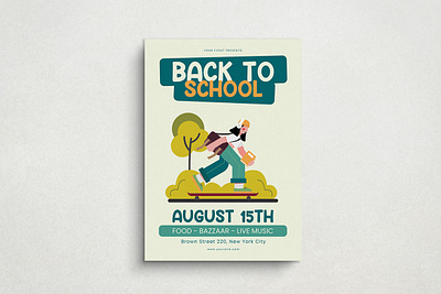 Back To School Flyer Mockup design flat design flyer graphic design illustration mockup