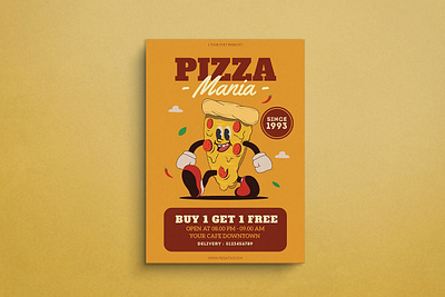 Pizza Mania Mockup Flyer design flat design flyer graphic design illustration mockup pizza