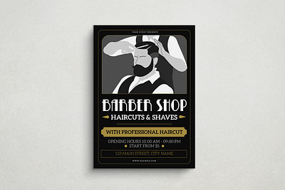 Barber Shop Flyer Mockup design flat design flyer graphic design illustration mockup