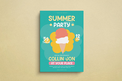 Summer Party Flyer Mockup design flat design flyer graphic design illustration mockup