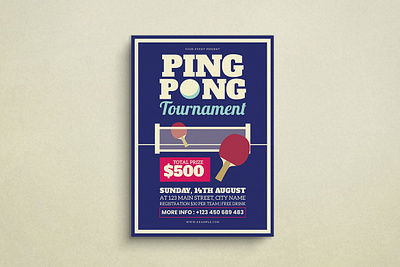 Pingpong Tournament Flyer Mockup design flat design flyer graphic design illustration mockup