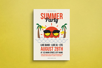 Summer Party Flyer Mockup design flat design flyer graphic design illustration mockup