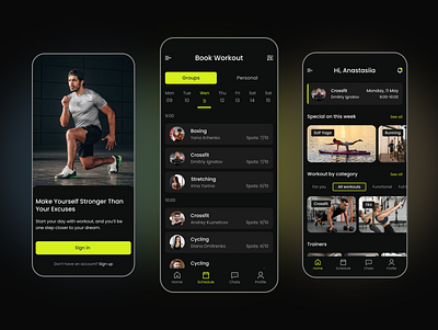 Fitness Booking App app application booking design fitness app gym membership mobile sport sports ui ux workout