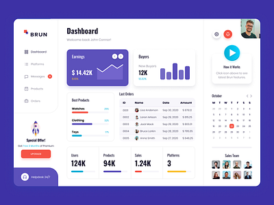 Brun admin admin panel dashboard logo ui uiux ux