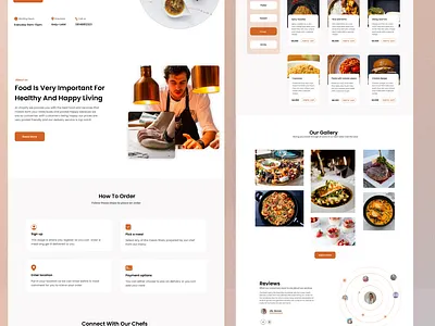 Landing page for a restaurant design food ui