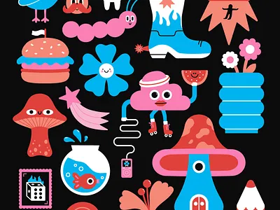 Mushroom Town animal art cute design draw drawing holiday illustration mushroom ui