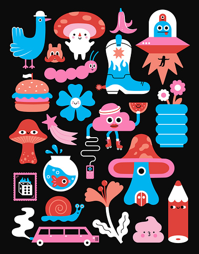 Mushroom Town animal art cute design draw drawing holiday illustration mushroom ui