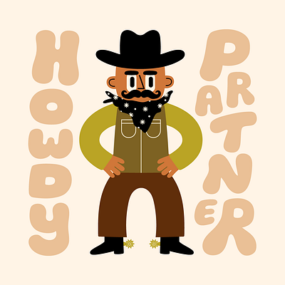 Howdy Partner animal art cowboy cute draw drawing holiday howdy illustration partner