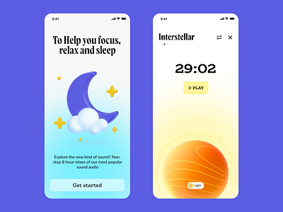 Soothing Sound App Design app audio calm concept mobile moon relax sounds ui design