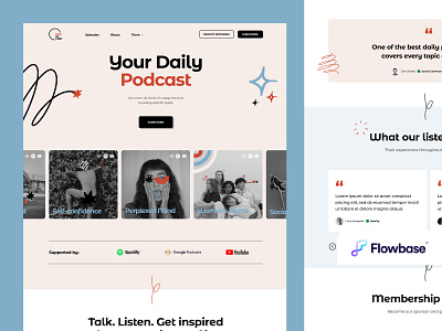 Podcast landing page design admin template design figma admin figma download figma freebies free figma download freebies illustration landing page podcast podcast ui ui ui design ui ux uikit web website website design