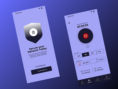 VPN UI design... ads blovker app connectivity design ui ux vpn