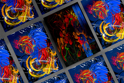 Inspired By Dream 2d art artwork blue branding concept creative design digitalart flowers graphic design illustration minimal nature night poster red rooster ukraine ukraing