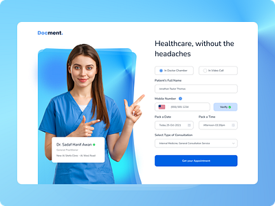 Docment - Appointment Header Concept! appointmnet book appointment booking doctor clean clinic dental doctor doctor appointment healtcare health hero section landing page medic medical app patient ui uidesign uiux uiuxshuvon web app