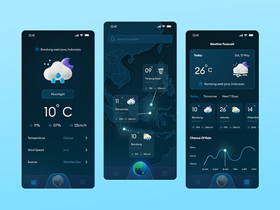 Weather Forecast App 3d blue blue sky celcius design figma forecast globe mobile mobile app mobile app design mobile design mobile ui sky ui weather wolrd