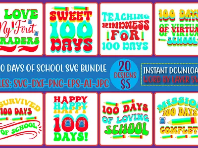 100 Days Of School Svg Bundle