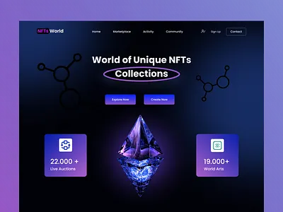 World NFTs Marketplace landing page abcdefghijklmnop artwork place e commerce landing page home page design interface landing page design nft collection nfts marketplace nfts template nfts website qrstuvwxyz ui ui zones ux design visual design web design website design