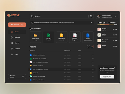 Dropbox redesign adobe xd component concept dark mode dashboard figma file manager graphic design landing page mobile new trend ui user interface ux web design