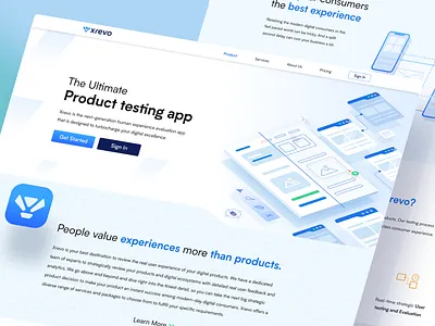 Xrevo web design 2d web branding design figma header hero hero banner hero section home page landing page logo minimal modern user experience user interface web web banner web design web interface web ui