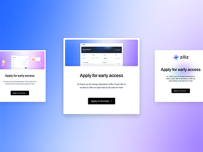 UI shots for beta invitation apply beta card cloud dashboard flow guide invitation ui