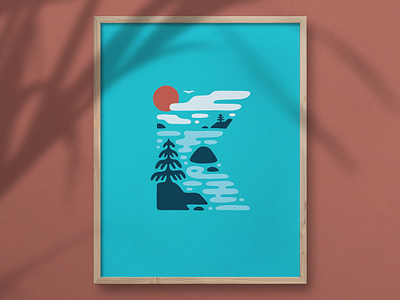 State Park - Posters For Parks 2022 blue clouds illustration lake minnesota nature park parks poster screenprint sunrise tree water wild