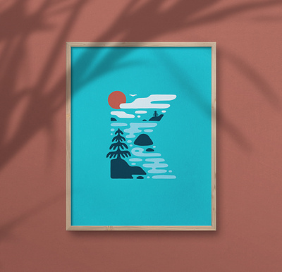 State Park - Posters For Parks 2022 blue clouds illustration lake minnesota nature park parks poster screenprint sunrise tree water wild