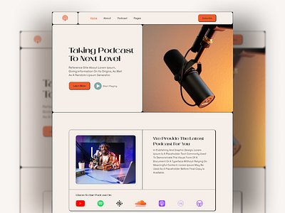 Podcast Landing Page agency website home page landing page poscast product design typography ui ui design website website design