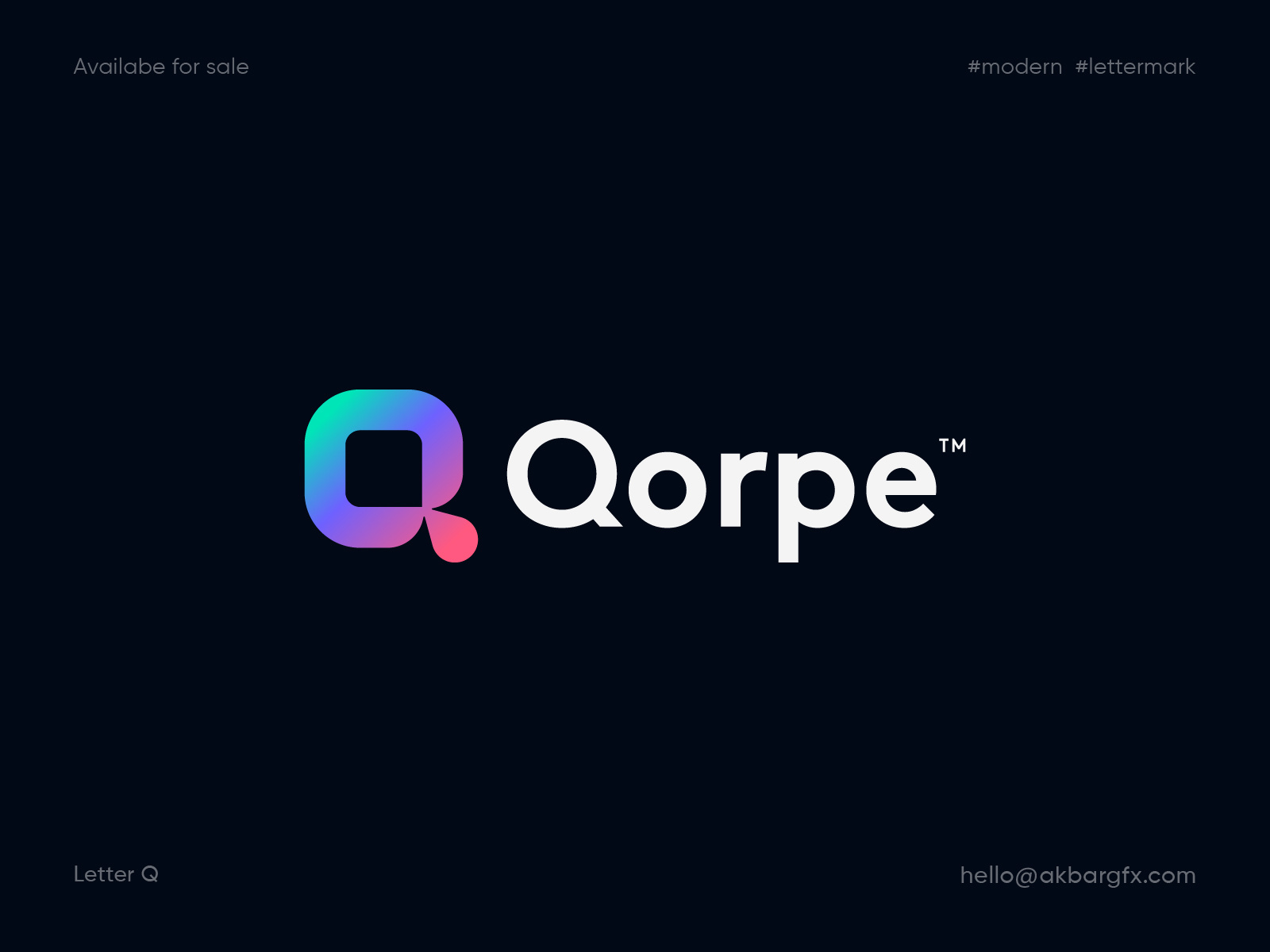 Qorpe | Modern Q Letter Mark Logo brand design brand identity branding creative logo gradient logo letter logo letter mark logo logo creator minimal logo minimal q logo minimalist logo modern brand modern logo modern logo designer modern q logo monogram logo q letter logo q letter mark q logo q monogram