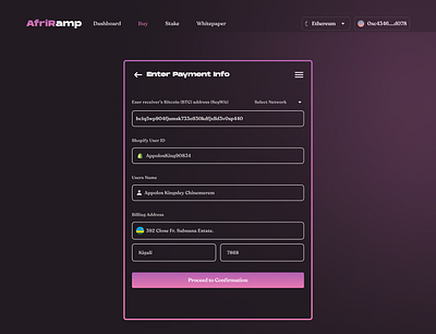 AfriRamp(Payment Info) blockchain cryptocurrency currencies dapps design ui web3