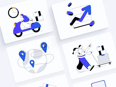 Fullfilment Illustrations Pack delivery fullfilment graphic design illustration kit logistic shipping ui vector