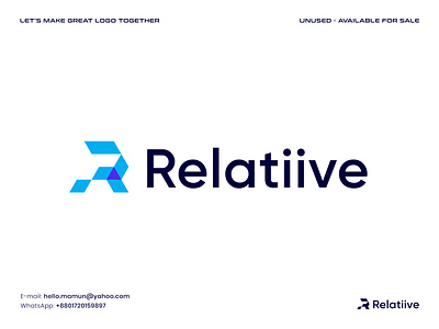 Relatiive - Abstract Letter R Logo abstract blockchain branding crupto icon letter letter mark letter r lettering logo logo design logo icon logo mark minimal nft odern saas software vector