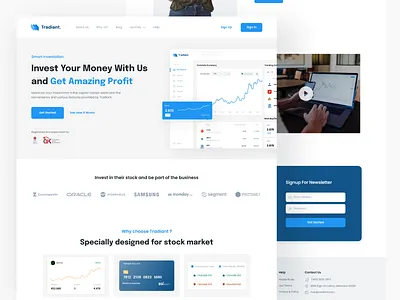Tradiant - Stock Trade Platform landingpage app astrology design illustration logo mobile ui ux