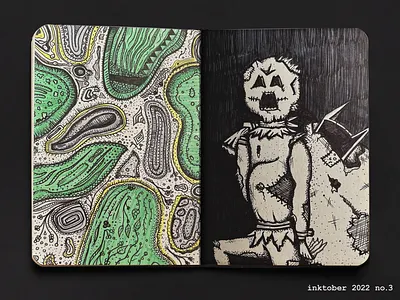 Inktober 2022: Paisley Amoeba + The Scarecrow amoeba batman drawing halloween illustration ink journal marker moleskine paisley sack scarecrow scary sketch sketchbook