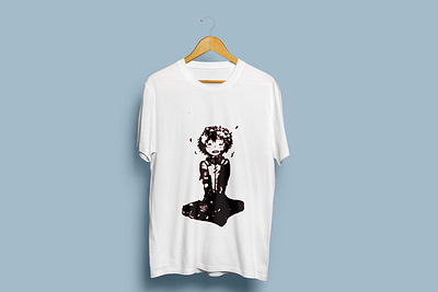 Hand Drawing Painting Anime T-shirt tshirt white