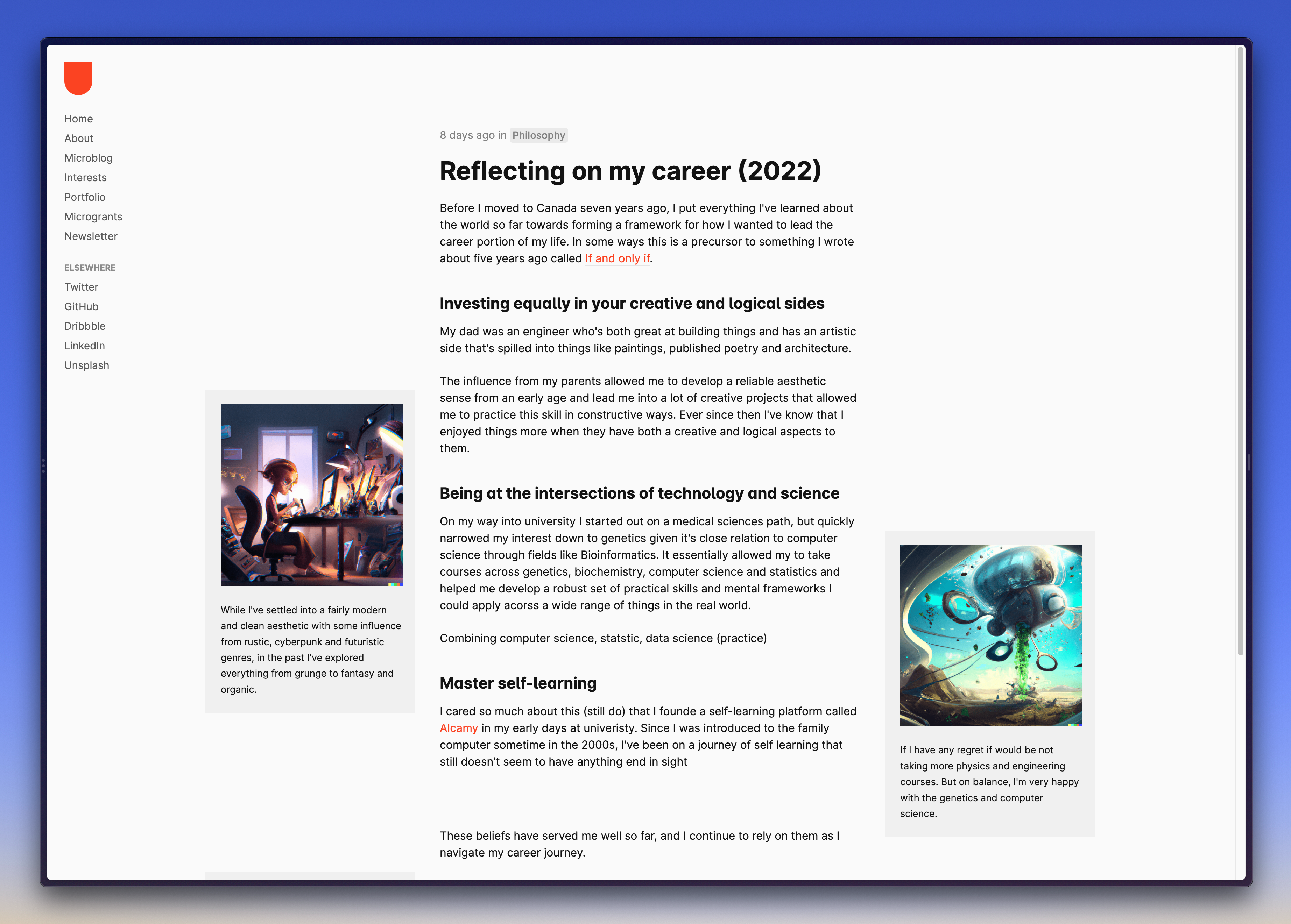 Personal website (2022) blog design gatsby personal portfolio website