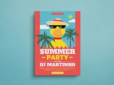 Summer Party Flyer Mockup design flat design flyer graphic design illustration mockup