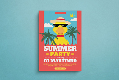 Summer Party Flyer Mockup design flat design flyer graphic design illustration mockup