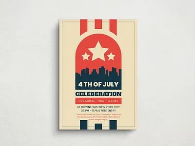 4th Of July Flyer Mockup design flat design flyer graphic design illustration mockup