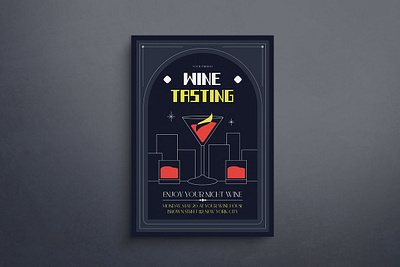 Wine Tasting Flyer Mockup design flat design flyer graphic design illustration mockup