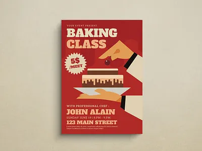 Baking Class Flyer Mockup design flat design flyer graphic design illustration mockup