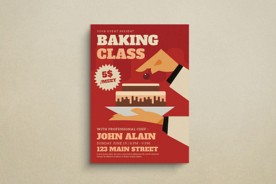 Baking Class Flyer Mockup design flat design flyer graphic design illustration mockup