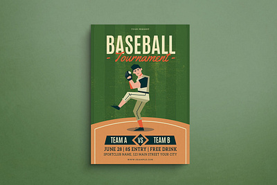 Baseball Tournament Flyer Mockuo design flat design flyer graphic design illustration mockup