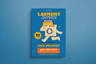 Laundry Flyer Mockup design flat design flyer graphic design illustration mockup