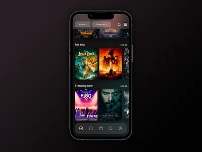 UI Design for Mobile Cinema Application brandidentity branding design interface logo minimal ui ui design uiux