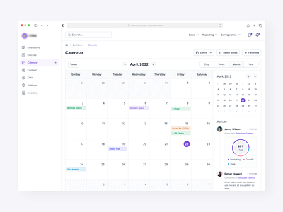 CRM - Calendar view admin dashboard admin panel admin pannel admin ui ai dashboard analytics app crm dashboard crm portal crm software dark saas dashboard dashboard app dashboard ui data visualization open ai saas saas design saas ui sales analytics web application